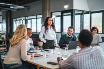 Group of business people working on a project