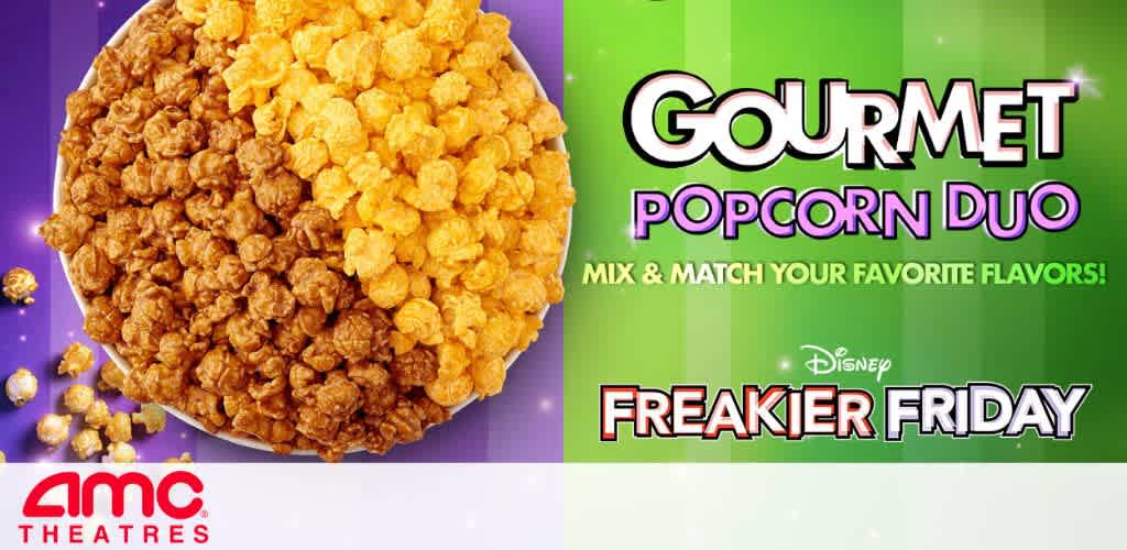 A bowl of mixed caramel and butter popcorn with