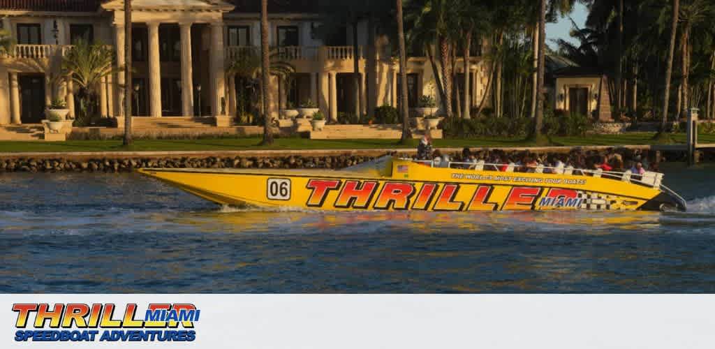 Yellow speedboat labeled