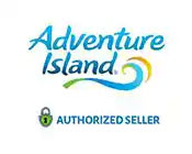 Logo of "Adventure Island" with a wave design and "AUTHORIZED SELLER" text below.