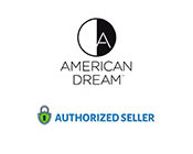 Logo of American Dream with a stylized letter A inside a black circle next to the text. Below is a badge indicating an Authorized Seller with a green checkmark inside a lock icon.