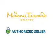 Logo of Madame Tussauds Orlando with "AUTHORIZED SELLER" and a padlock graphic.