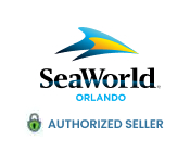 Logo of SeaWorld Orlando with an "Authorized Seller" badge.