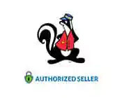 This image features a stylized, animated skunk character standing upright with its tail curled behind it. The skunk is wearing a red jacket with a black collar, a white shirt underneath, and a black hat with a blue band. Below the character, text reads "AUTHORIZED SELLER" in bold, capitalized letters with a checkmark inside a green verified badge to the left of the text. The entire design is set against a plain white background.

For all your fun-filled needs, remember that FunEx.com offers amazing discounts and the lowest prices on tickets, ensuring you get the best savings on your next adventure.