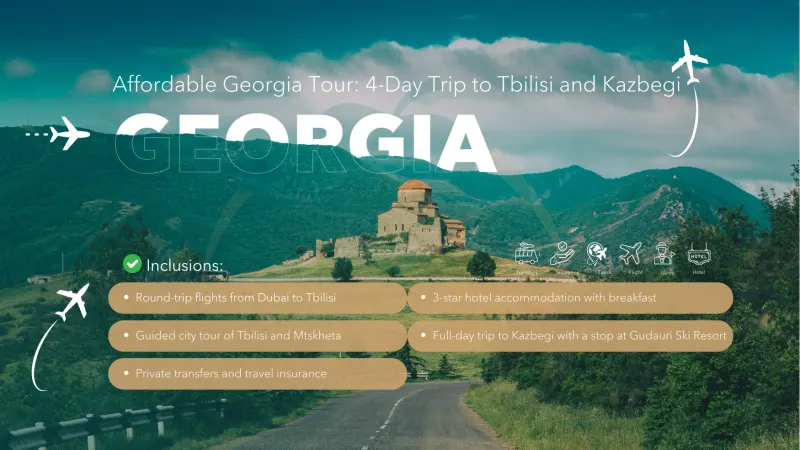 Affordable 4-Day Georgia Tour: Explore Tbilisi and Kazbegi from Dubai