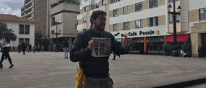 Nosso guia pelas ruas de Bogotá, o Julian. Nosso guia pelas ruas de Bogotá, o Julian.
