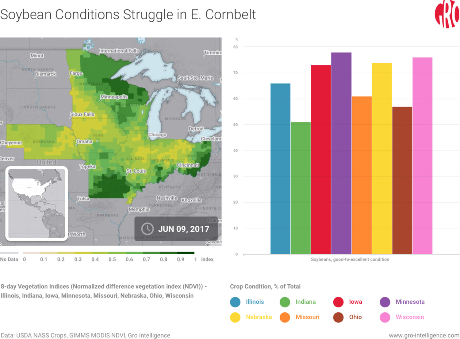 Soybean Conditions Struggle in E. Cornbelt