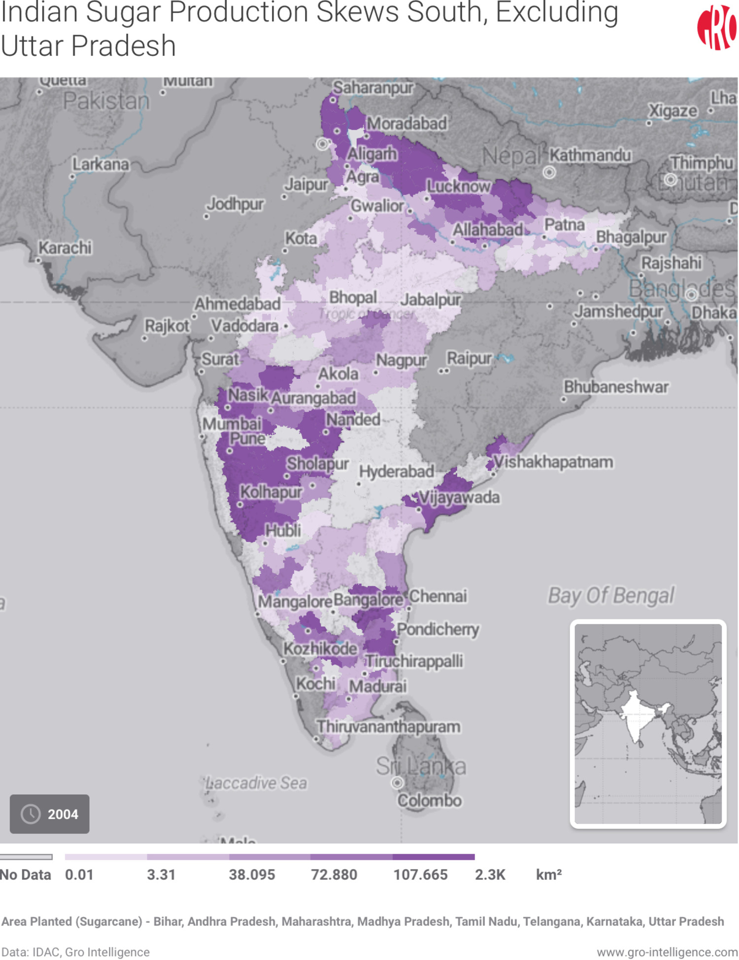 Indian Sugar Production Skews South, Excluding Uttar Pradesh