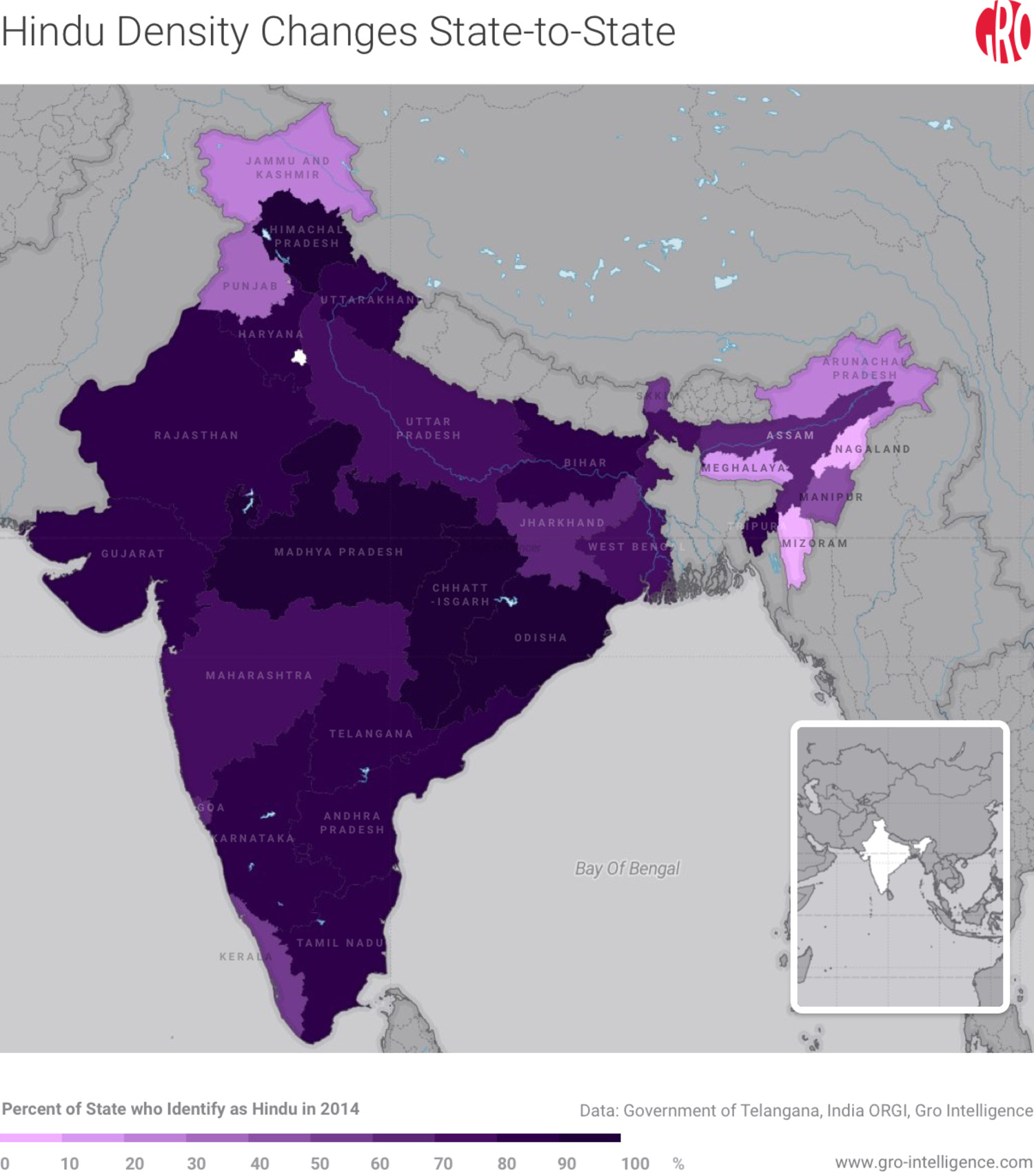 Hindu Percentage Across Indian States