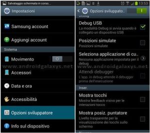 menu impostazioni opzioni sviluppatore attiva debug usb