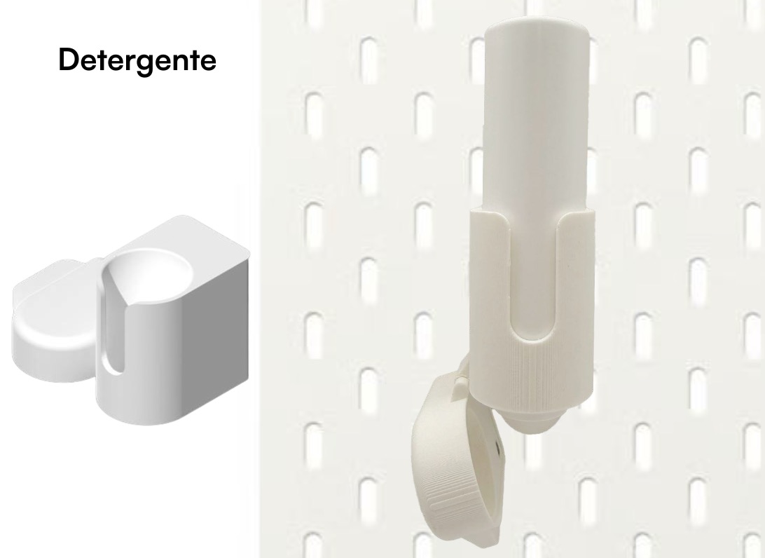 4) PORTA DETERGENTE: funziona con un meccanismo di tipo roll-on; il prodotto, travasato in un flacone compatibile, viene applicato direttamente sul dischetto ruotando la testina sferica contro di esso con un gesto controllabile con una mano sola.