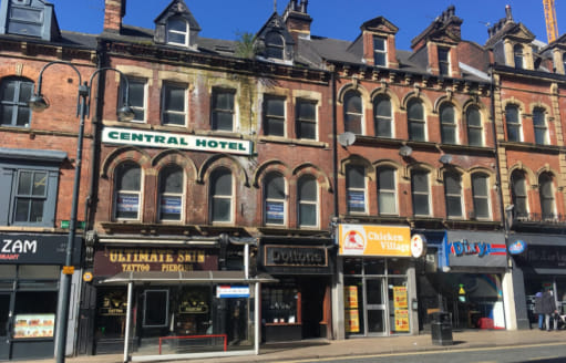 DESCRIPTION\n\nThe property comprises of 4 shop units all of which are planned on ground floor and basement and which are all occupied. Within the main frontage there are two separate entrances to the upper parts which was formerly the Central Hotel....