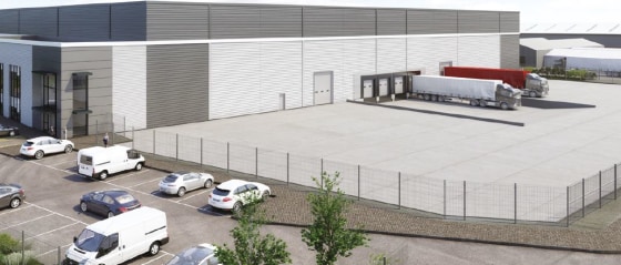 Steel portal frame unit. Profile sheet clad elevations with glazing to offices. Minimum 10m clearance height. 4 dock and 2 level access loading doors. High quality two storey office accommodation 50 Kn/m floor loading capacity. Minimum 40m yard depth...