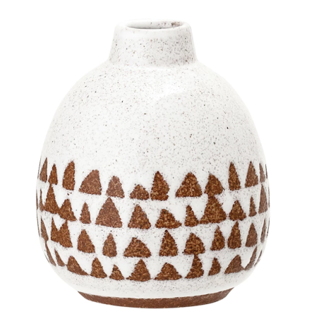 Bloomingville White & Terra Cotta Stoneware Vase, 4 in.