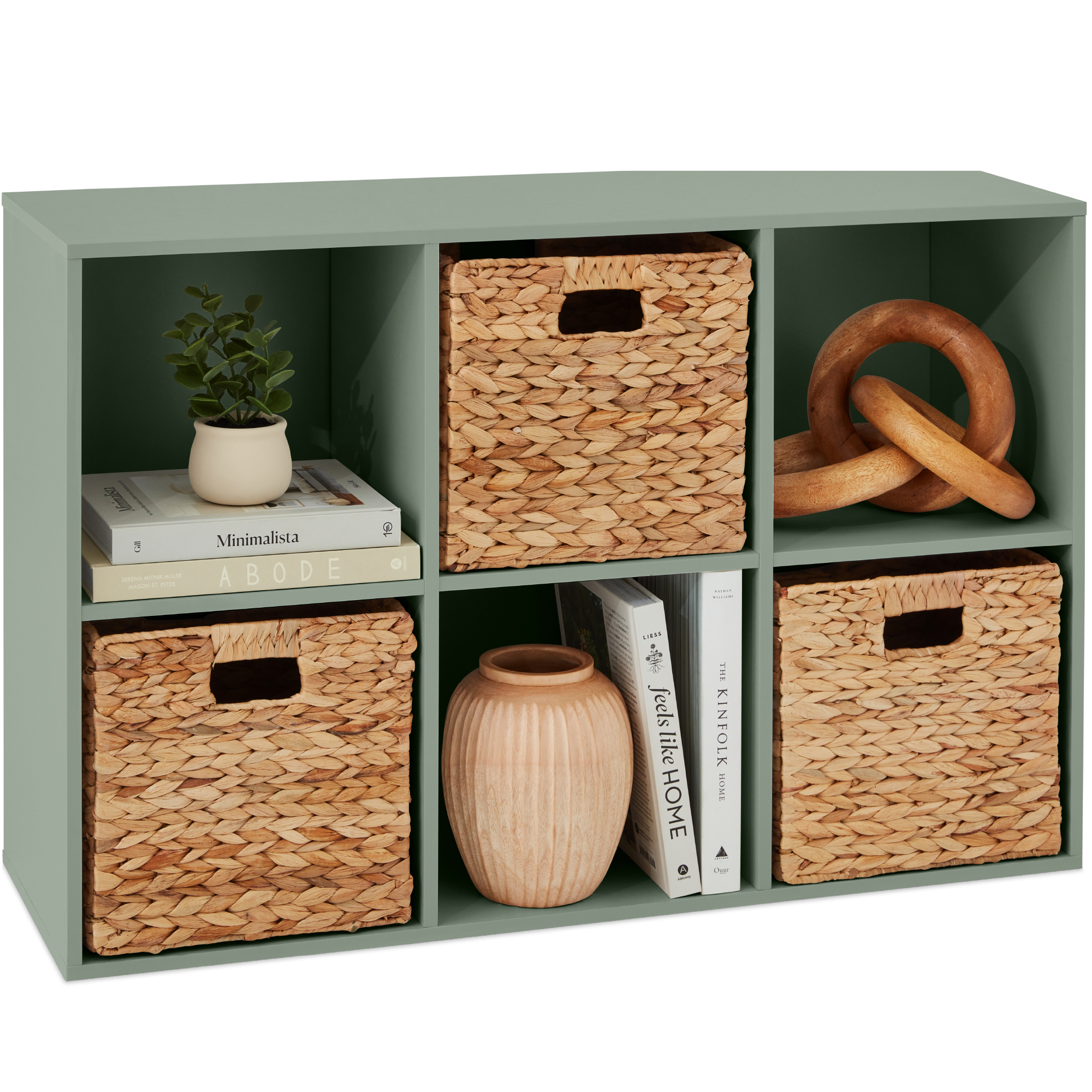 6-Cube Bookshelf, 11in Display Storage System, Customizable Organizer w/ Removable Back Panels - Sage - Best Choice Products Online