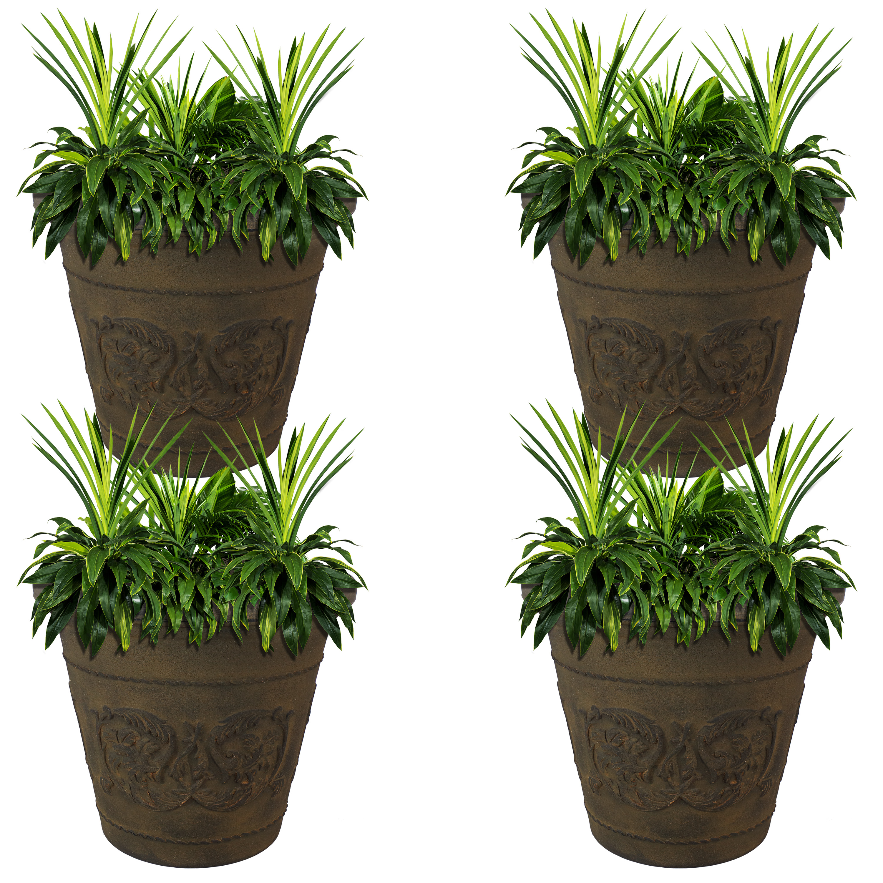 Sunnydaze Arabella Outdoor Flower Pot Planter  - Sable - 20-Inch - 4-Pack