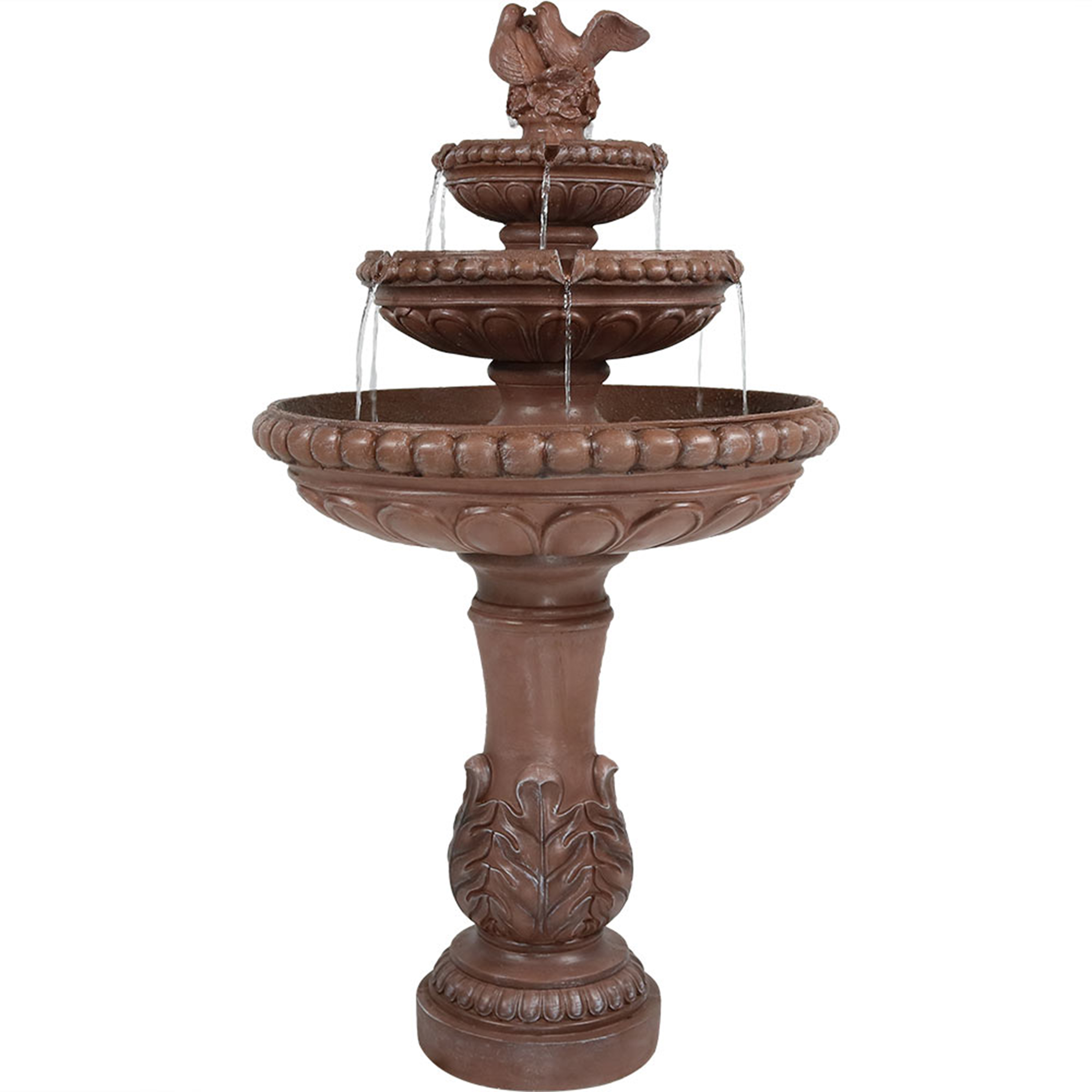 Sunnydaze 3-Tier Dove Pair Outdoor Water Fountain - 43-Inch