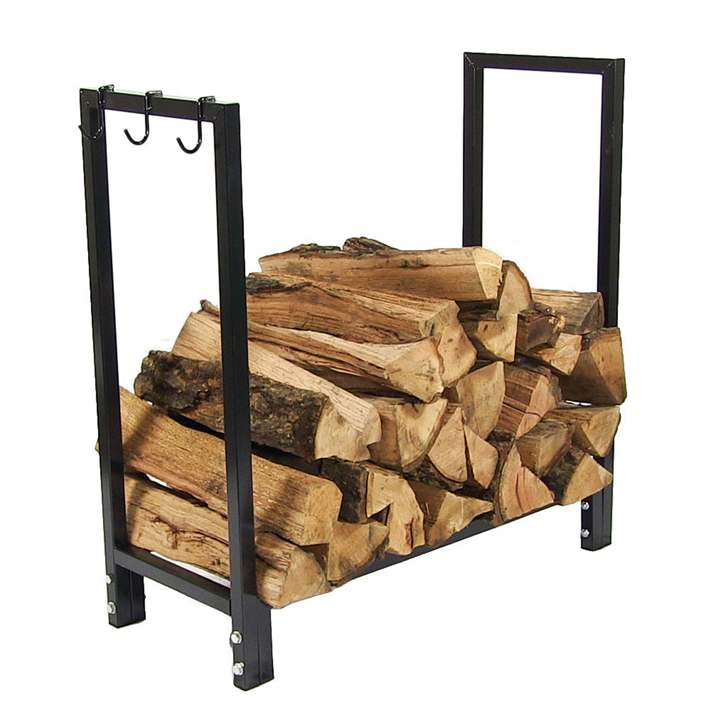 Sunnydaze 30 Inch Black Steel Indoor/Outdoor Firewood Log Rack, Log Rack ONLY