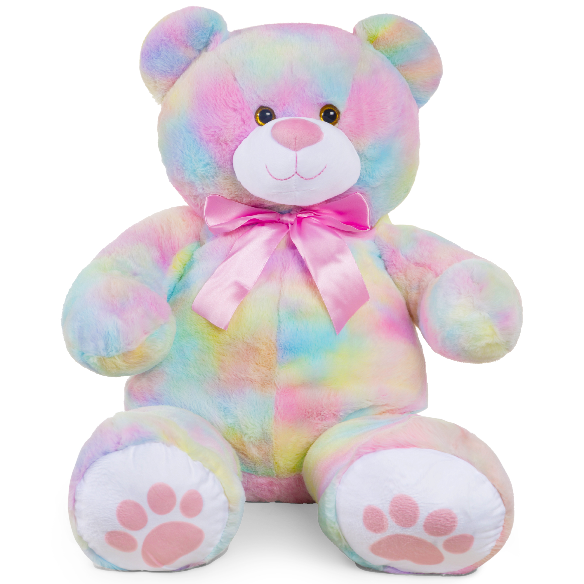 Giant Soft Plush Teddy Bear, 38in Stuffed Animal Toy w/ Bow Tie, Footprints - Pastel | Best Choice Products Online