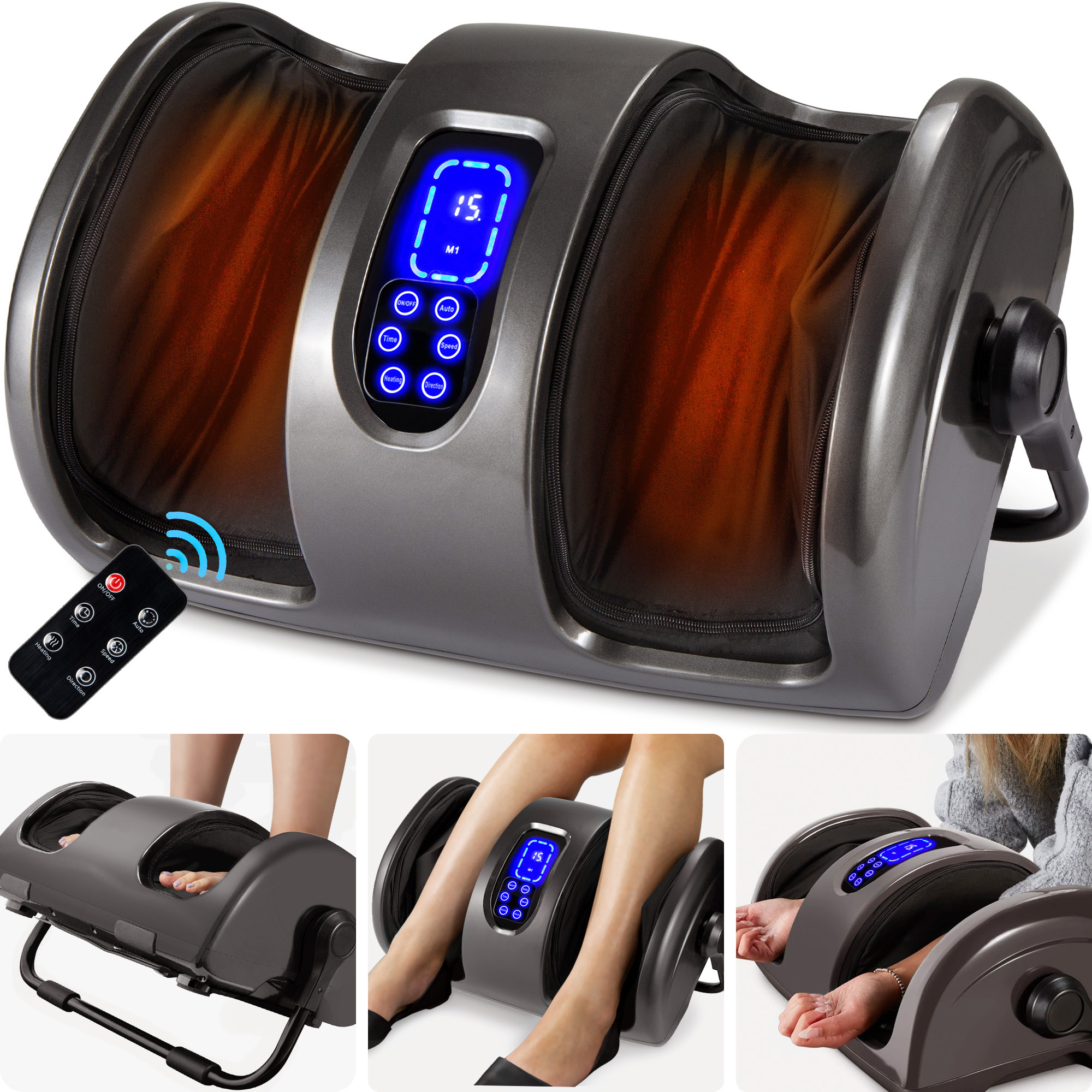 Shiatsu Foot Massager Therapeutic Reflexology w/ High-Intensity Rollers, Electric - Gray - Best Choice Products Online