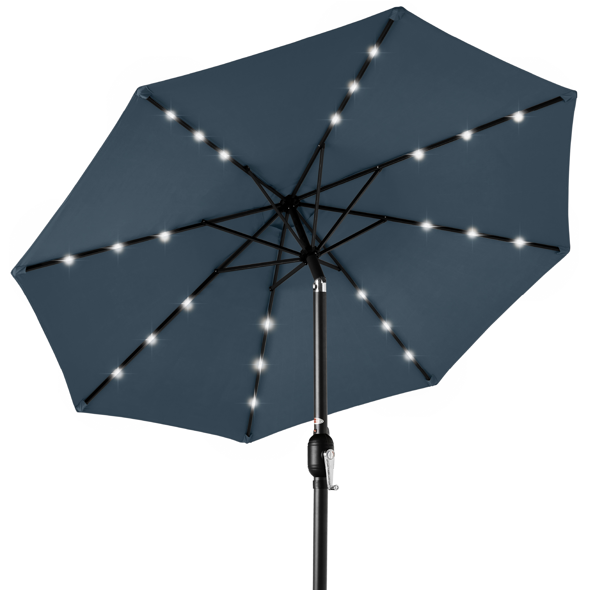 10ft Solar LED Lighted Patio Umbrella w/ Tilt Adjustment, UV-Resistant Fabric - Slate Blue - Best Choice Products Online
