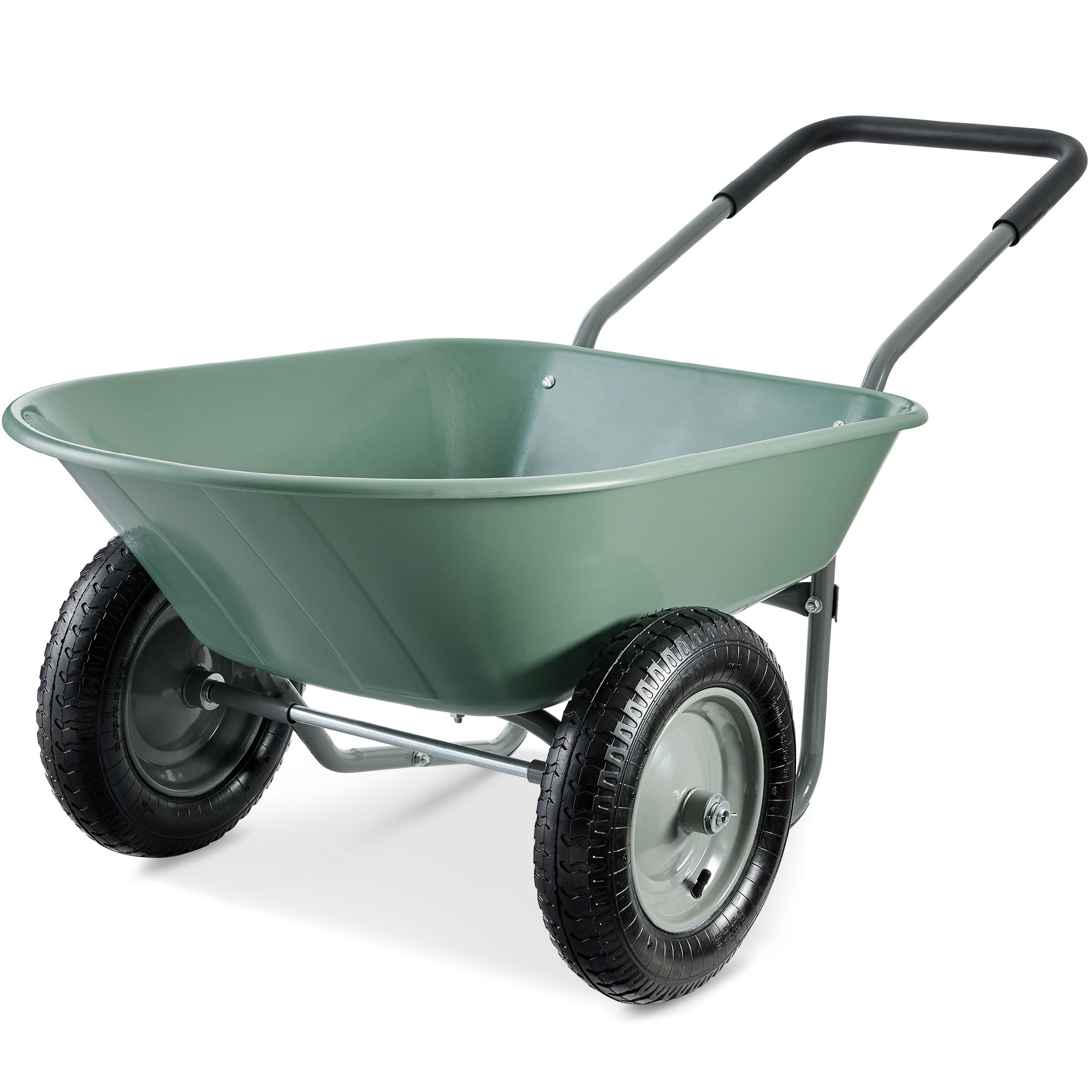 Dual-Wheel Home Wheelbarrow Yard Garden Cart for Lawn, Construction - Seafoam - Best Choice Products Online