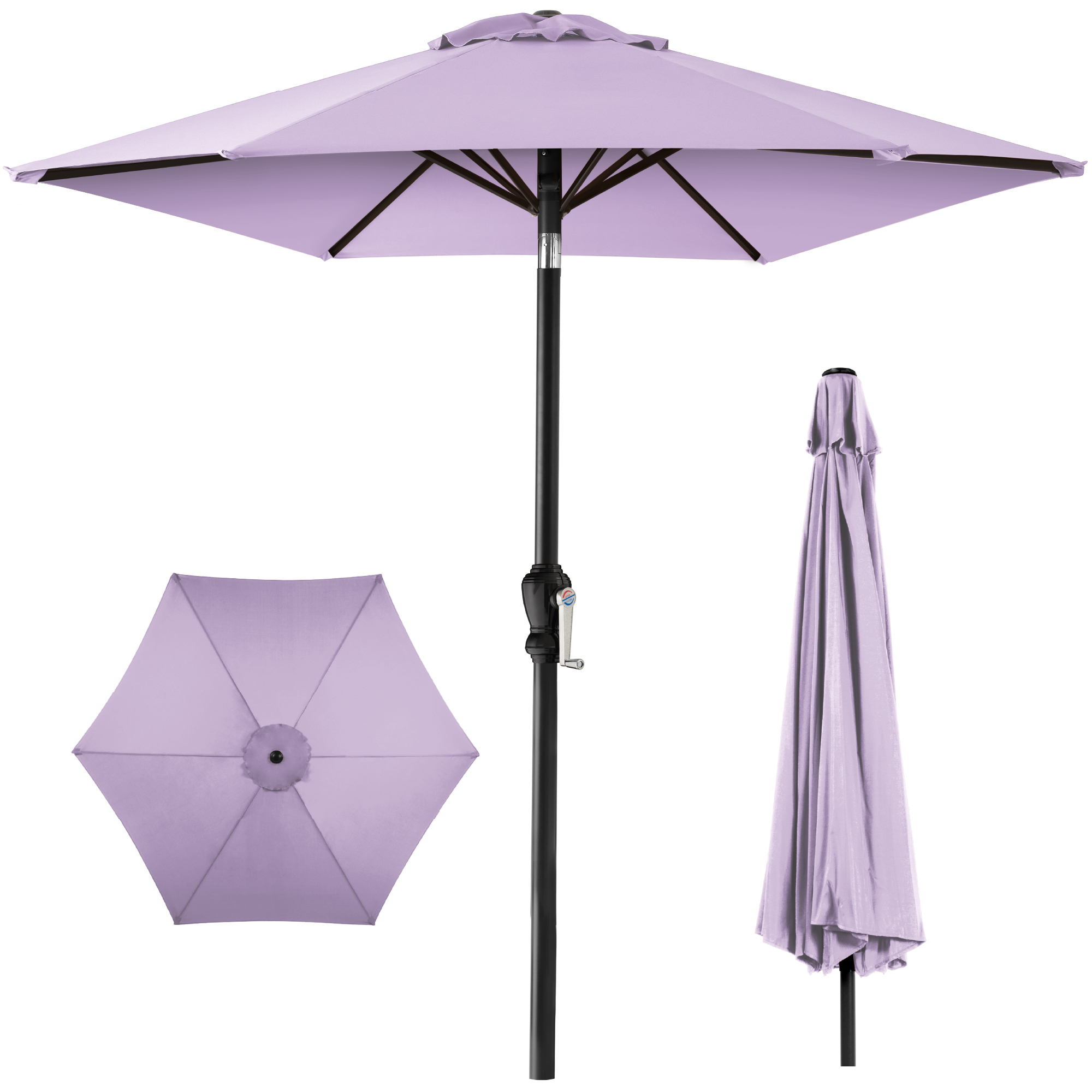 10ft Outdoor Steel Market Patio Umbrella w/ Crank, Tilt Push Button, 6 Ribs - Lavender - Best Choice Products Online