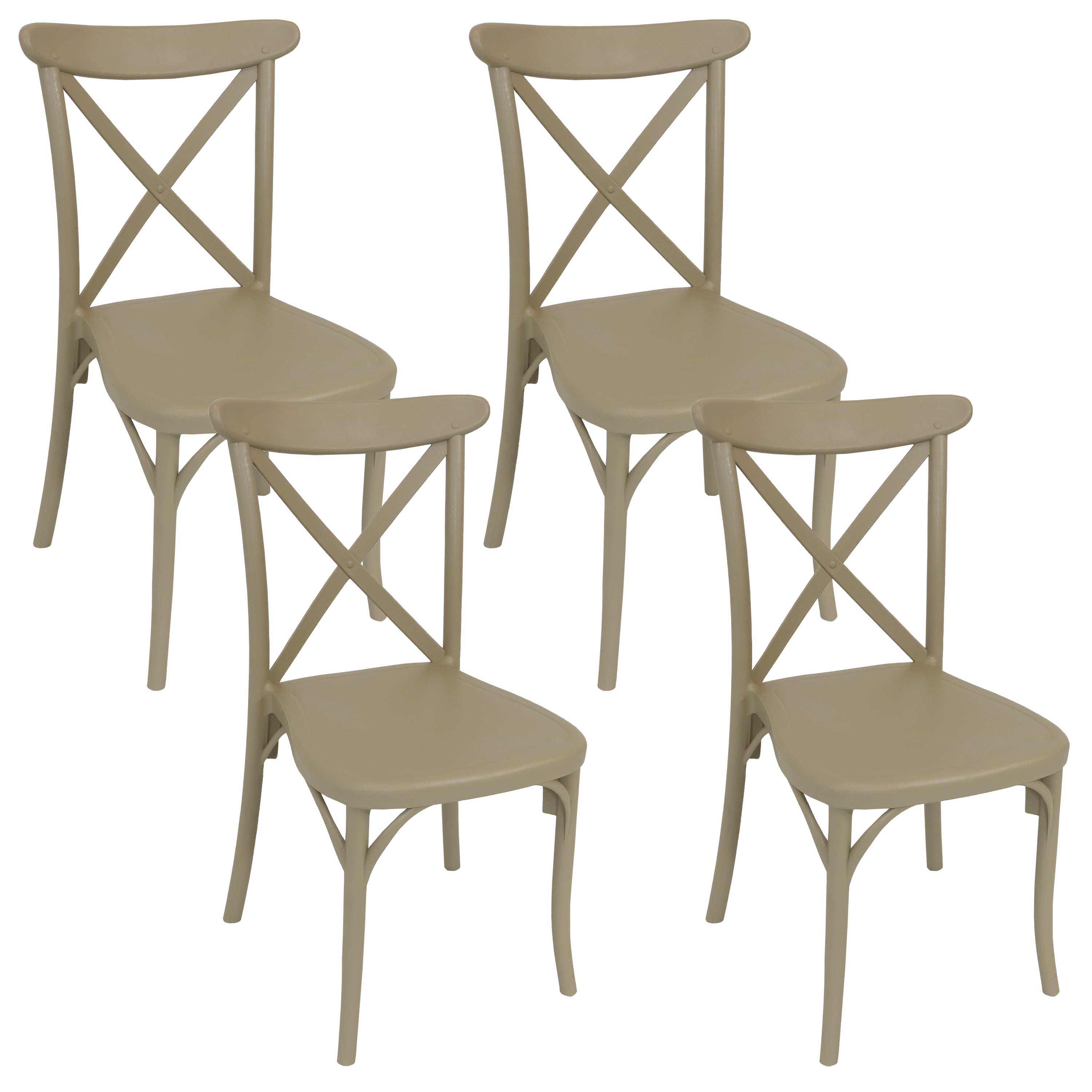Sunnydaze Bellemead Plastic Patio Dining Chair - Coffee - 4-Pack