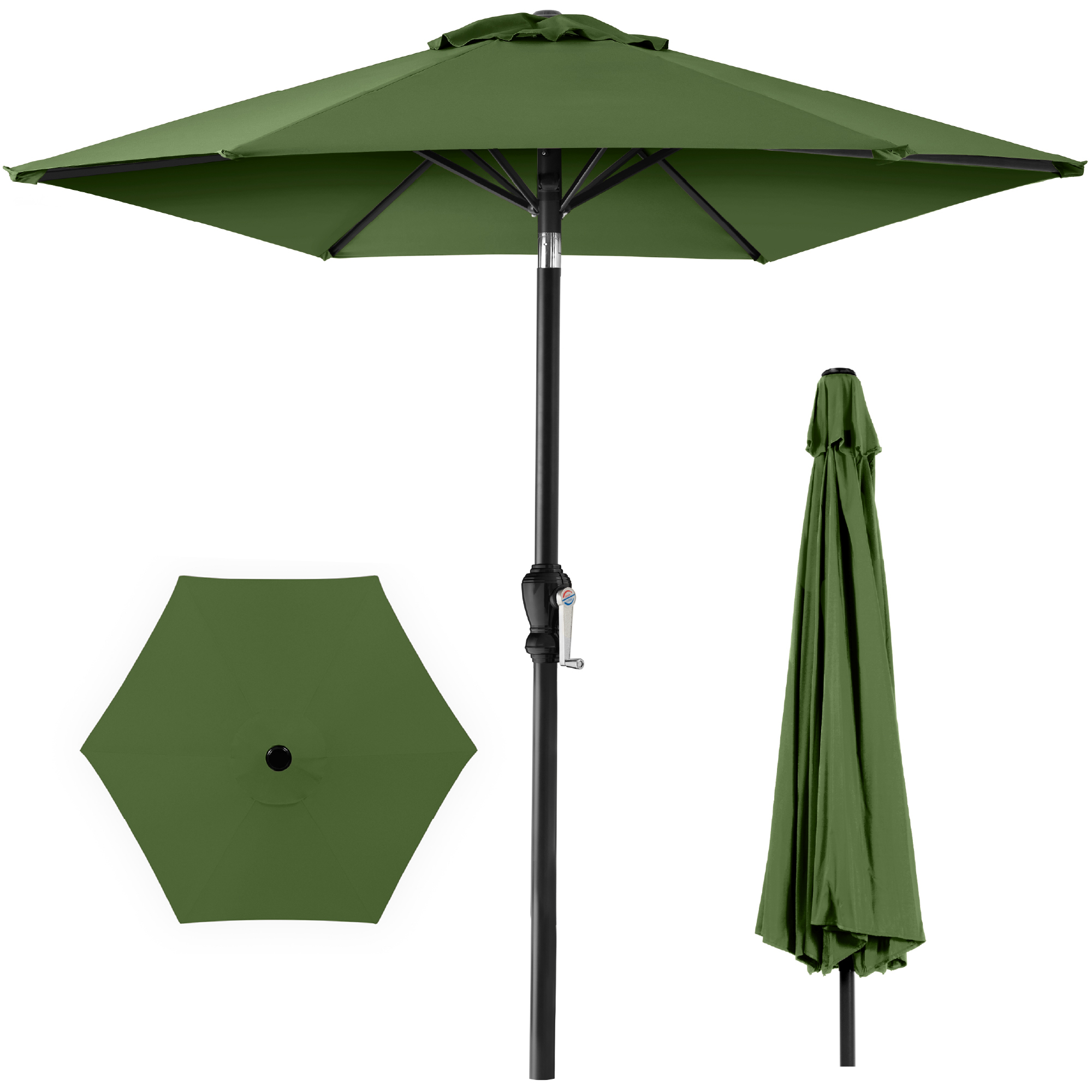Best Choice Products 10ft Outdoor Steel Market Patio Umbrella w/ Crank, Tilt Push Button, 6 Ribs - Fern