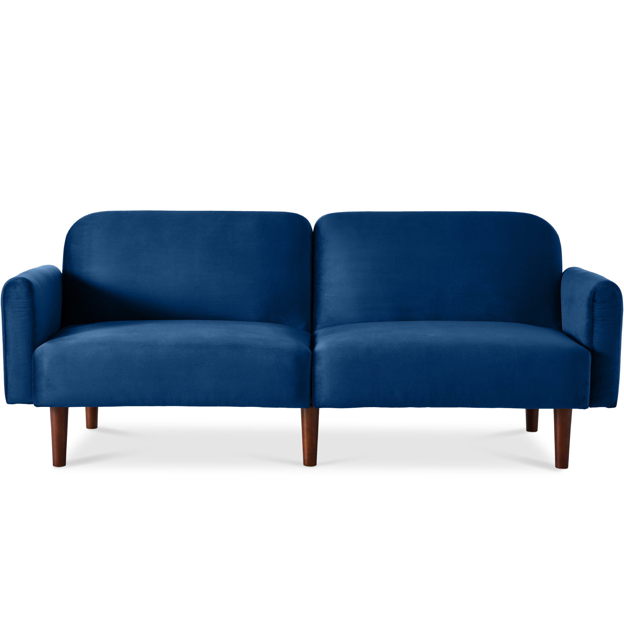 Curved Convertible Futon, Velvet Fabric Split-Back Sleeper Bed - Navy Blue - Best Choice Products Online
