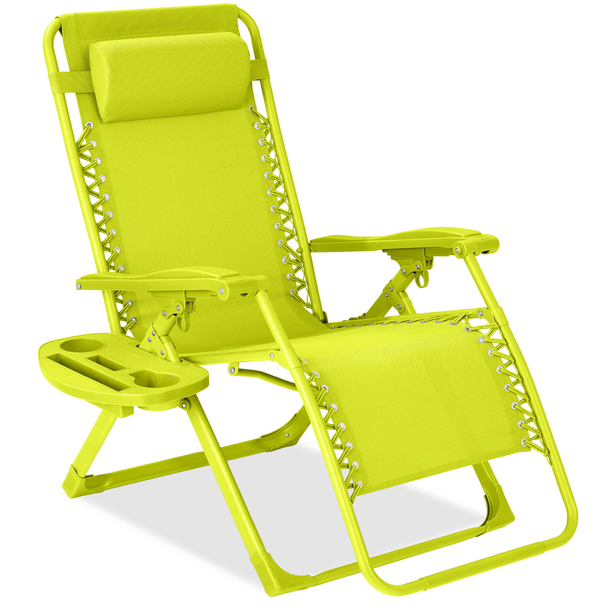 Zero Gravity Chair, Folding Patio Recliner w/ Side Tray, Headrest - Neon - Best Choice Products Online