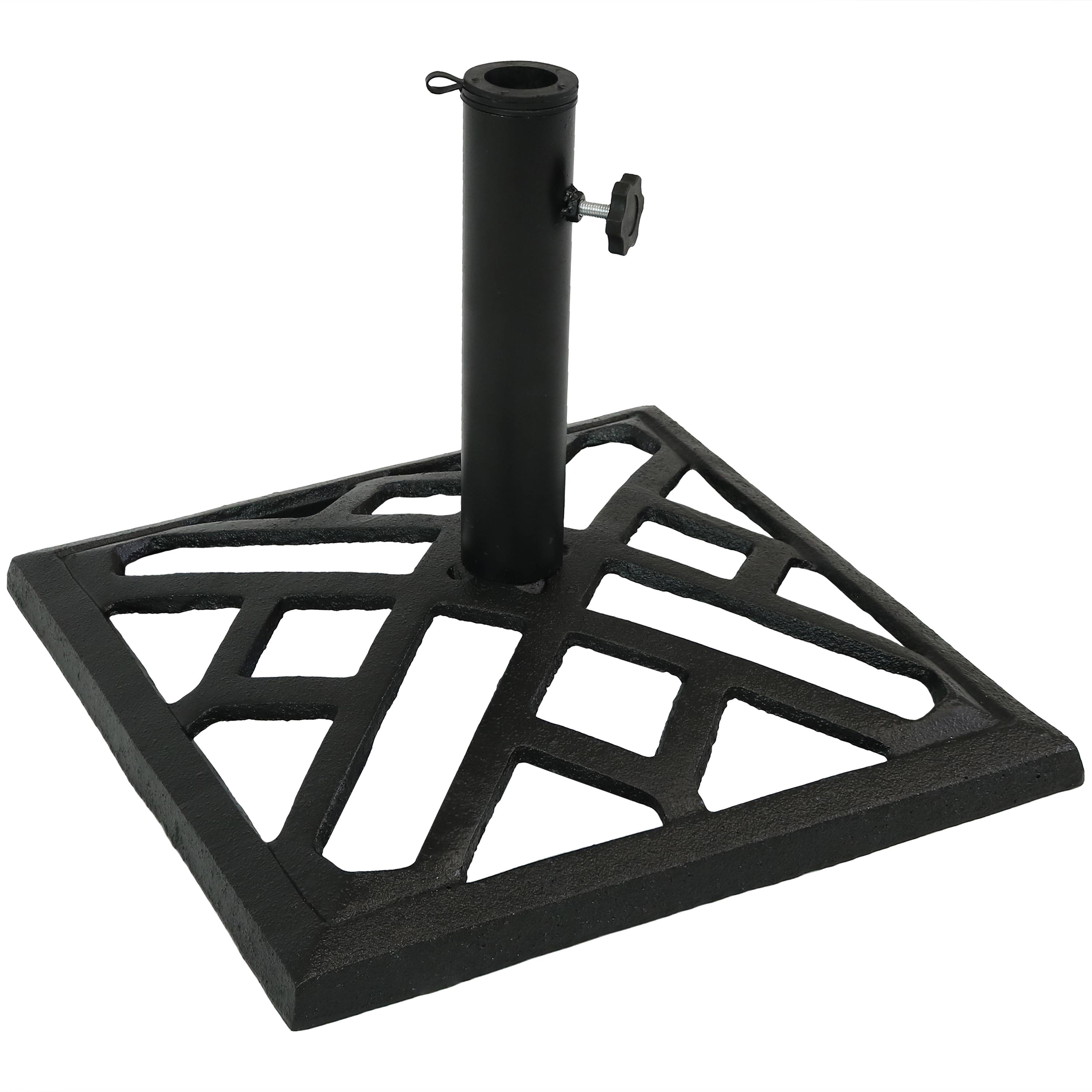 Sunnydaze Modern Geometric Cast Iron Patio Umbrella Base - 17-Inch