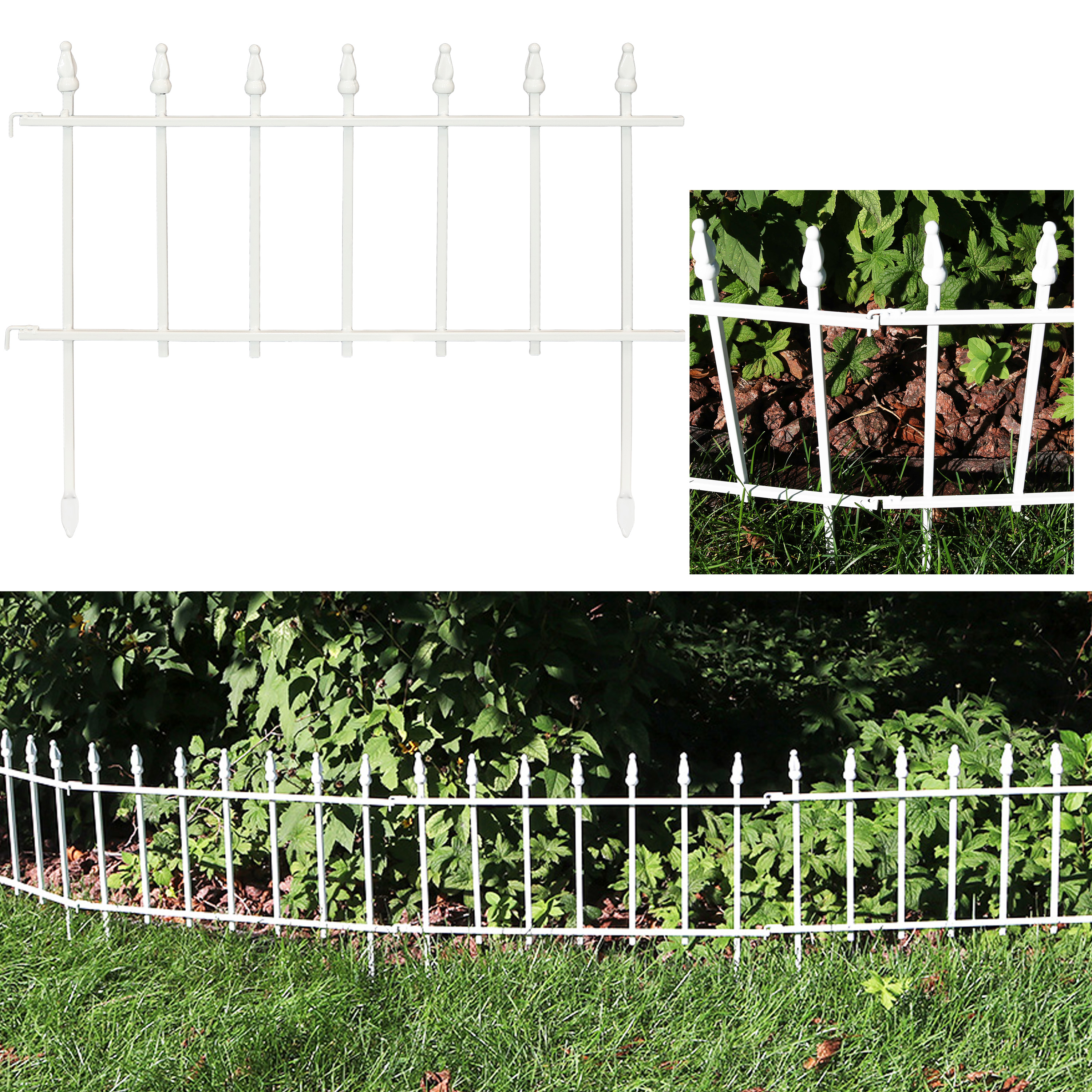 Sunnydaze Border Patio Walkway Fence Panels - Roman Style - White - Set of 5