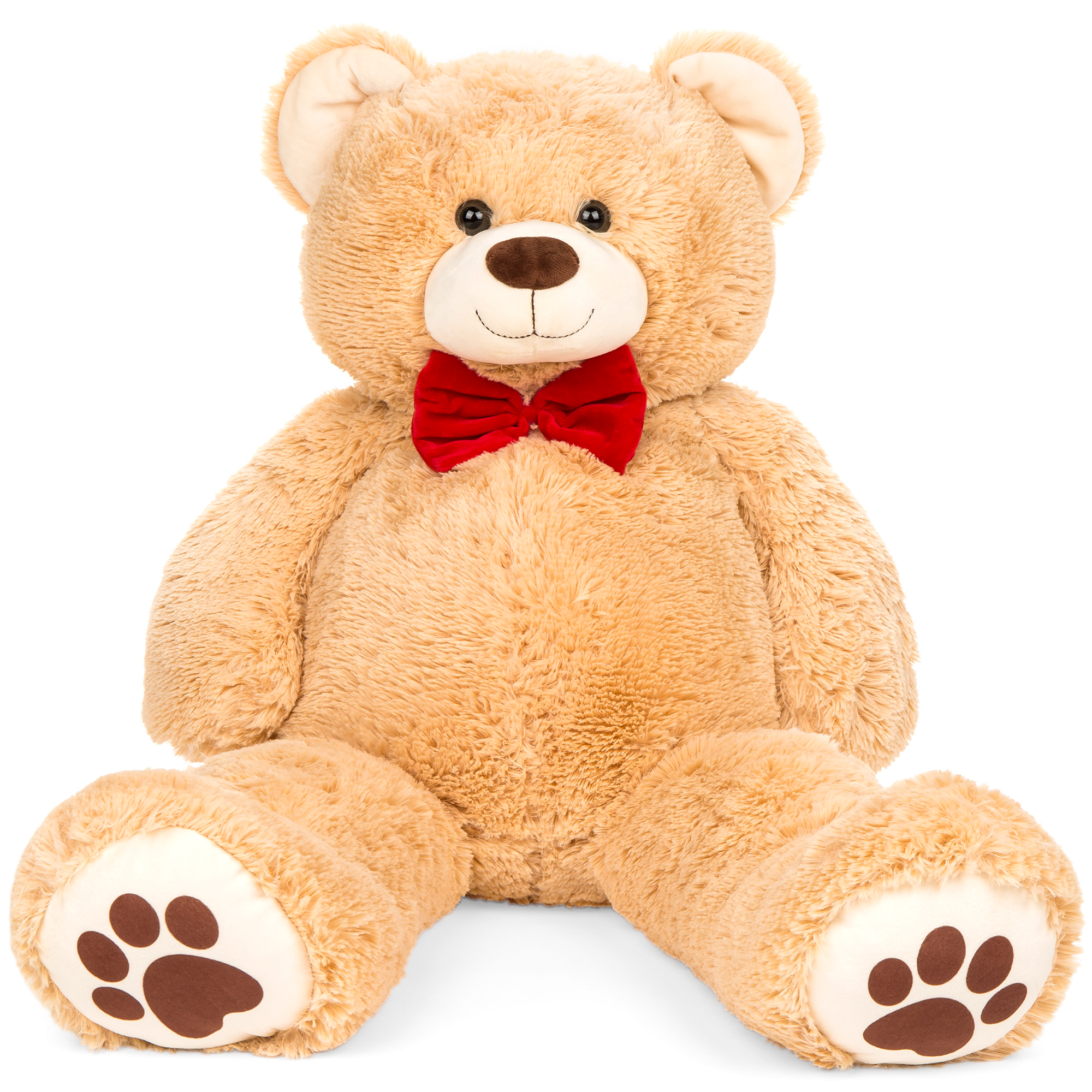 Giant Soft Plush Teddy Bear, 38in Stuffed Animal Toy w/ Bow Tie, Footprints - Brown | Best Choice Products Online