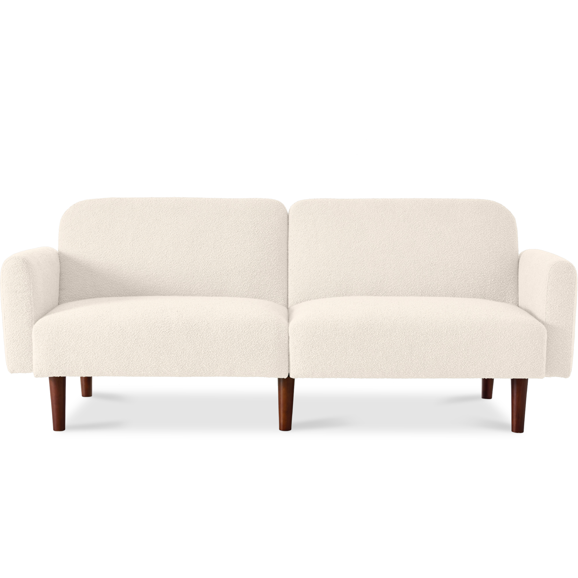 Curved Convertible Futon, Boucle Fabric Split-Back Sleeper Bed - Ivory - Best Choice Products Online