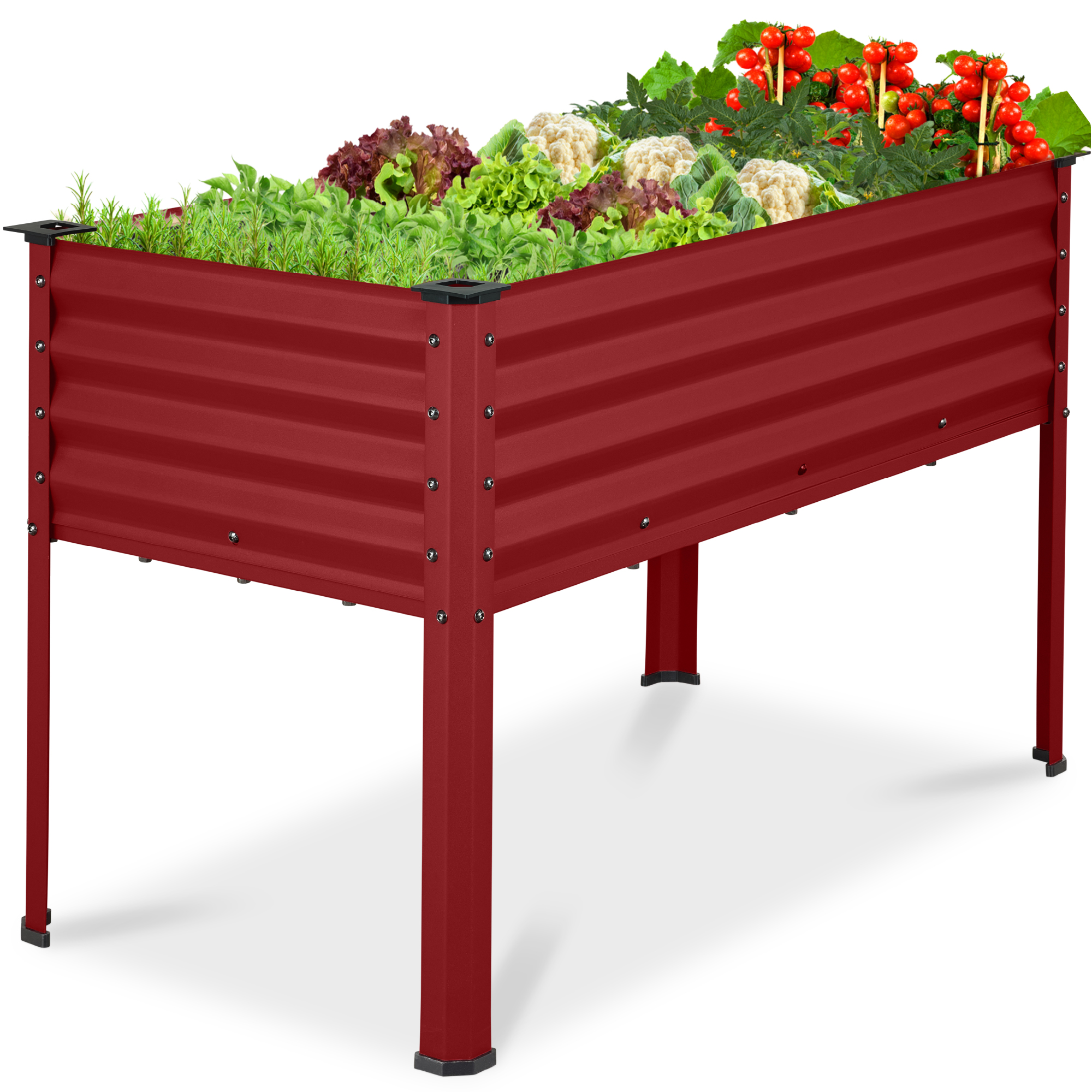 48x24x30in Elevated Galvanized Metal Garden Bed w/ Corner Protectors - Royal Red - Best Choice Products Online