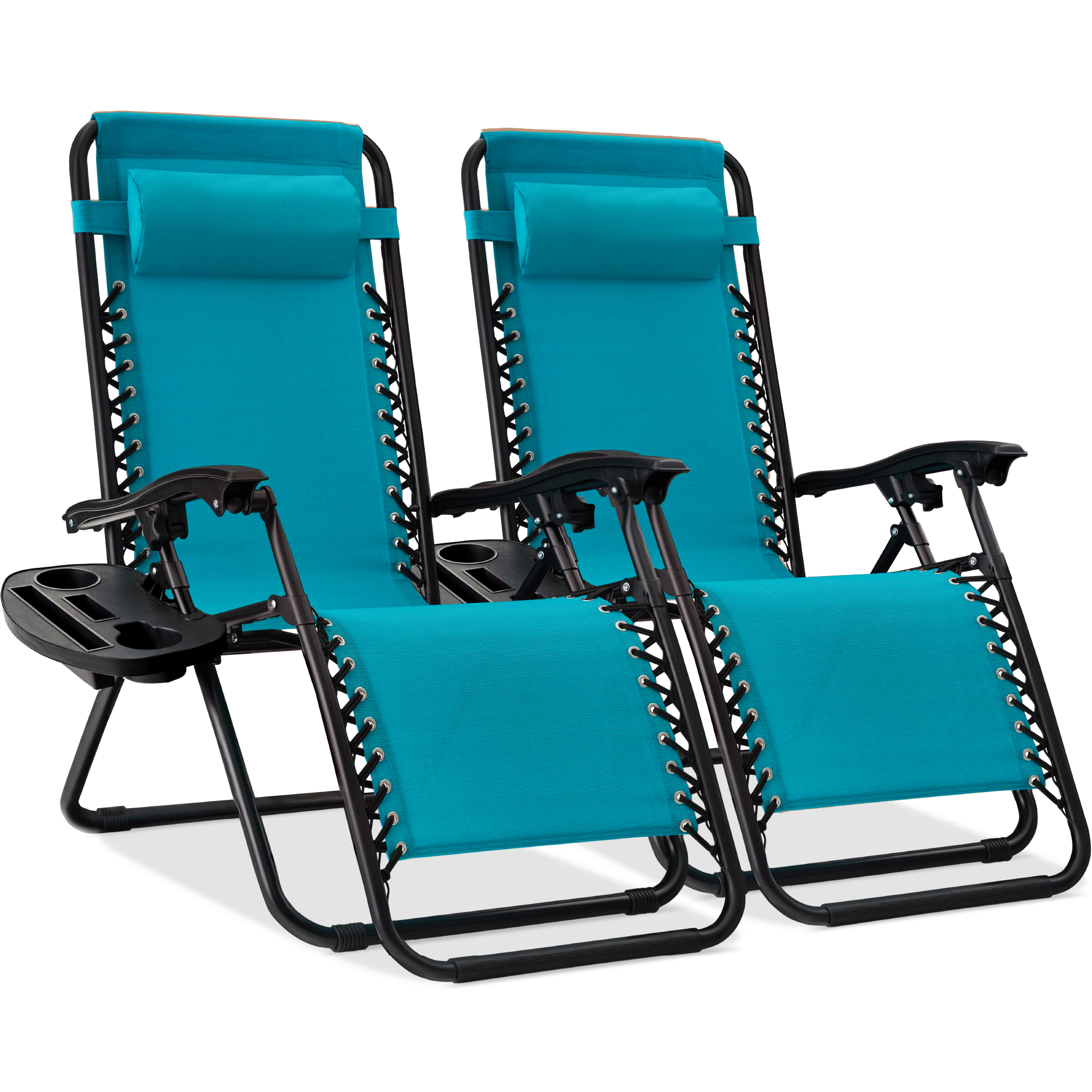 2-Pack Zero Gravity Chairs, Adjustable Lounge Recliners For Patio & Pool w/ Cup Holders - Peacock Blue - Best Choice Products Online