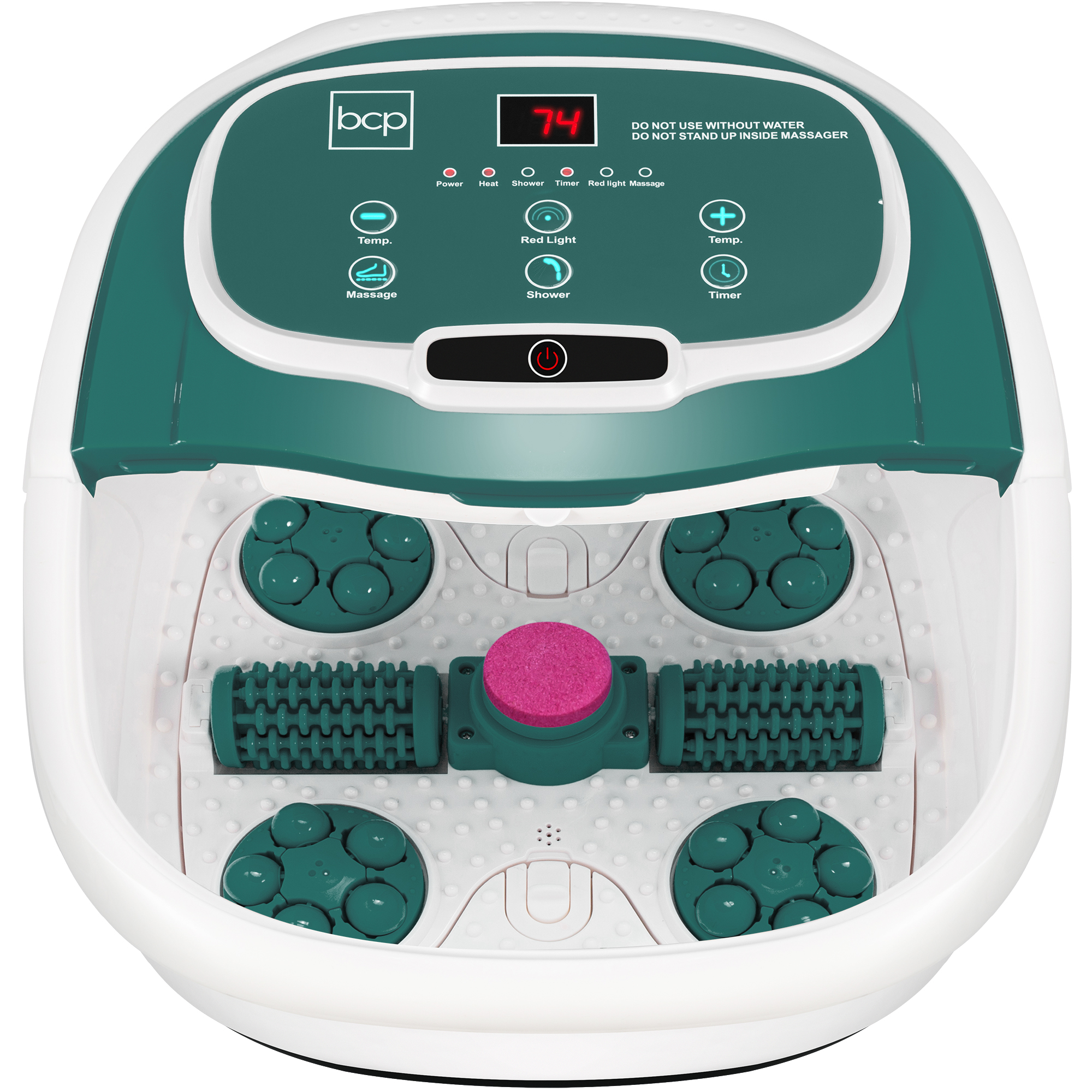 Massagers - Shiatsu Foot Bath Massage Spa w/ Pumice Stone, Waterfall, Massage Rollers, Acupuncture Points, Adjustable Timer & Heat - Blue