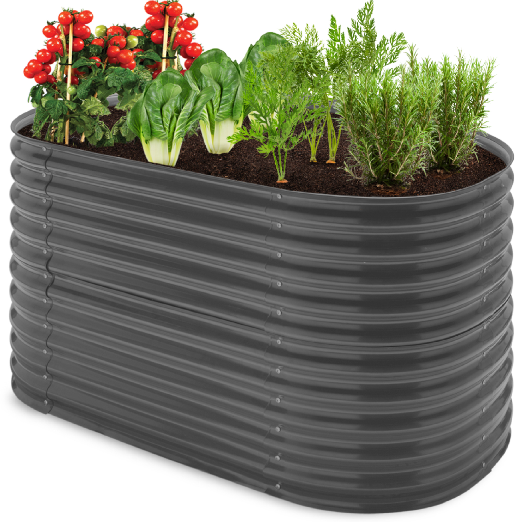Customizable Raised Garden Bed, Outdoor Metal Planter - Dark Gray | Best Choice Products Online