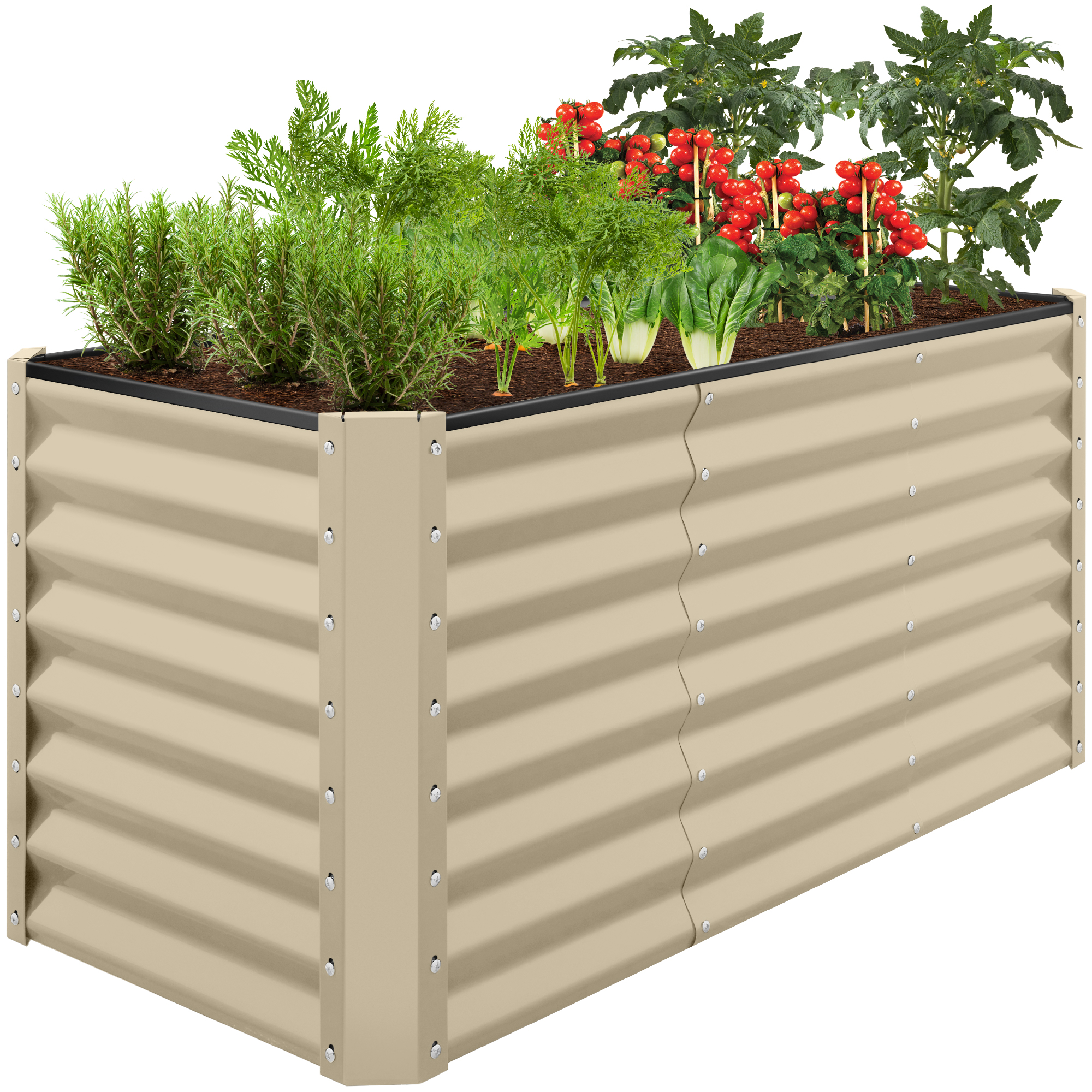 4x2x2ft Outdoor Metal Raised Garden Bed, Planter Box for Vegetables, Flowers, Herbs - Beige - Best Choice Products Online