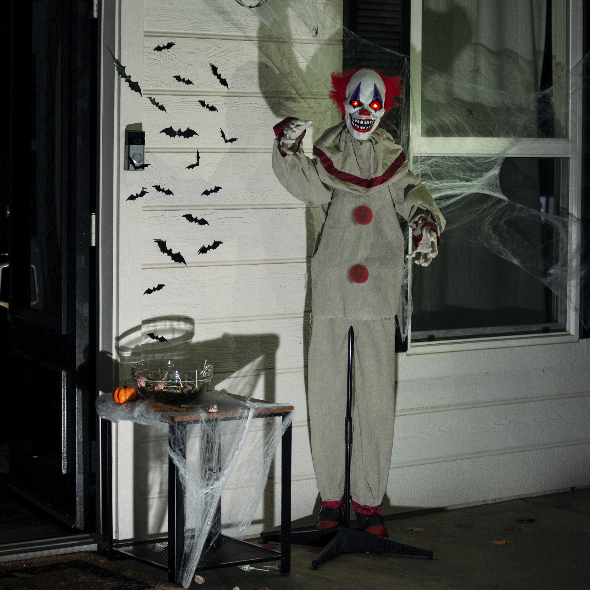 Scary Harry Halloween Killer Clown Animatronic w/ Haunting Sounds & Phrases, LED Eyes, Sound & Motion Activated - 5.5ft - Best Choice Products Online