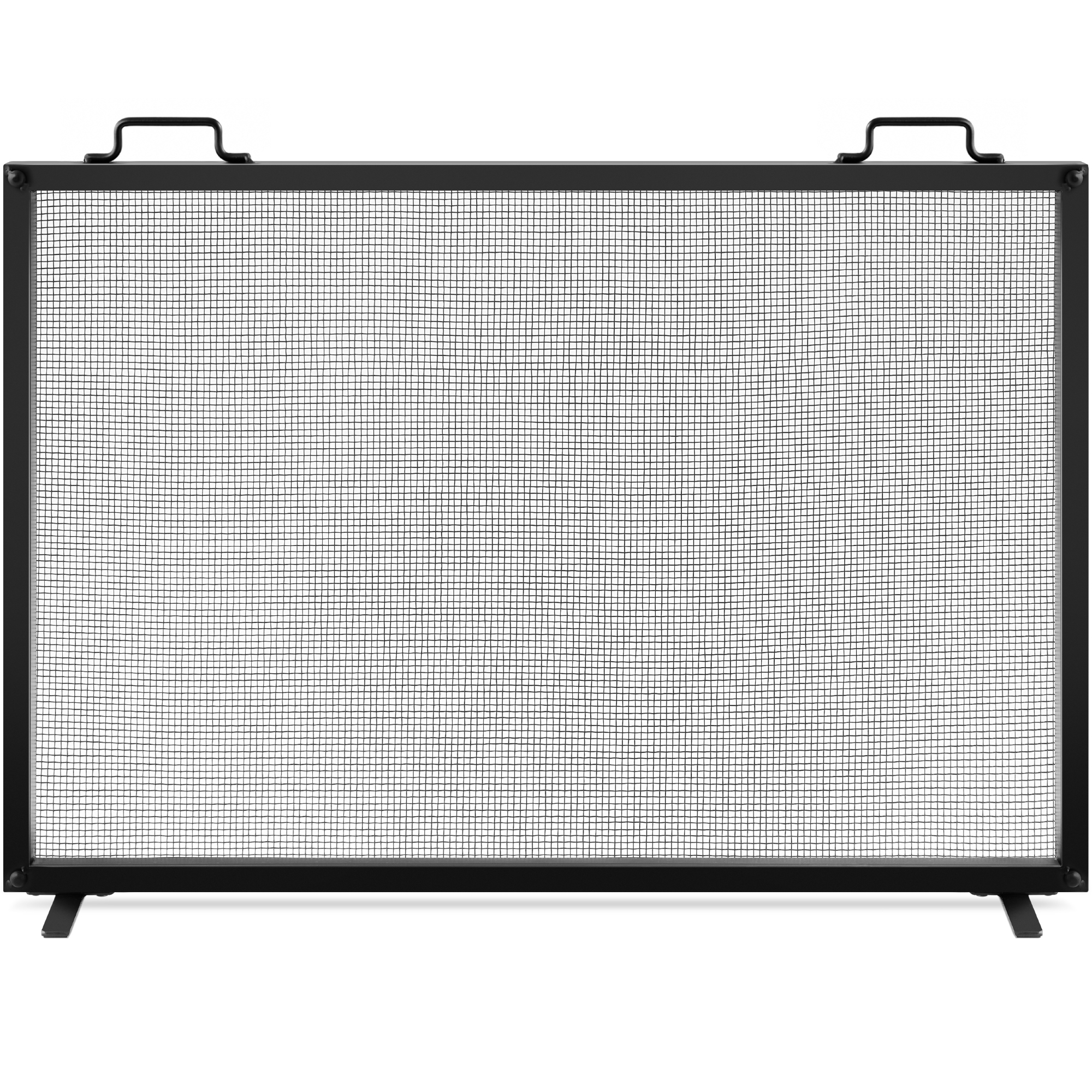 Single Panel Fireplace Screen Handcrafted Steel Mesh Spark Guard w/ Handles, 38x27in - Black - Best Choice Products Online