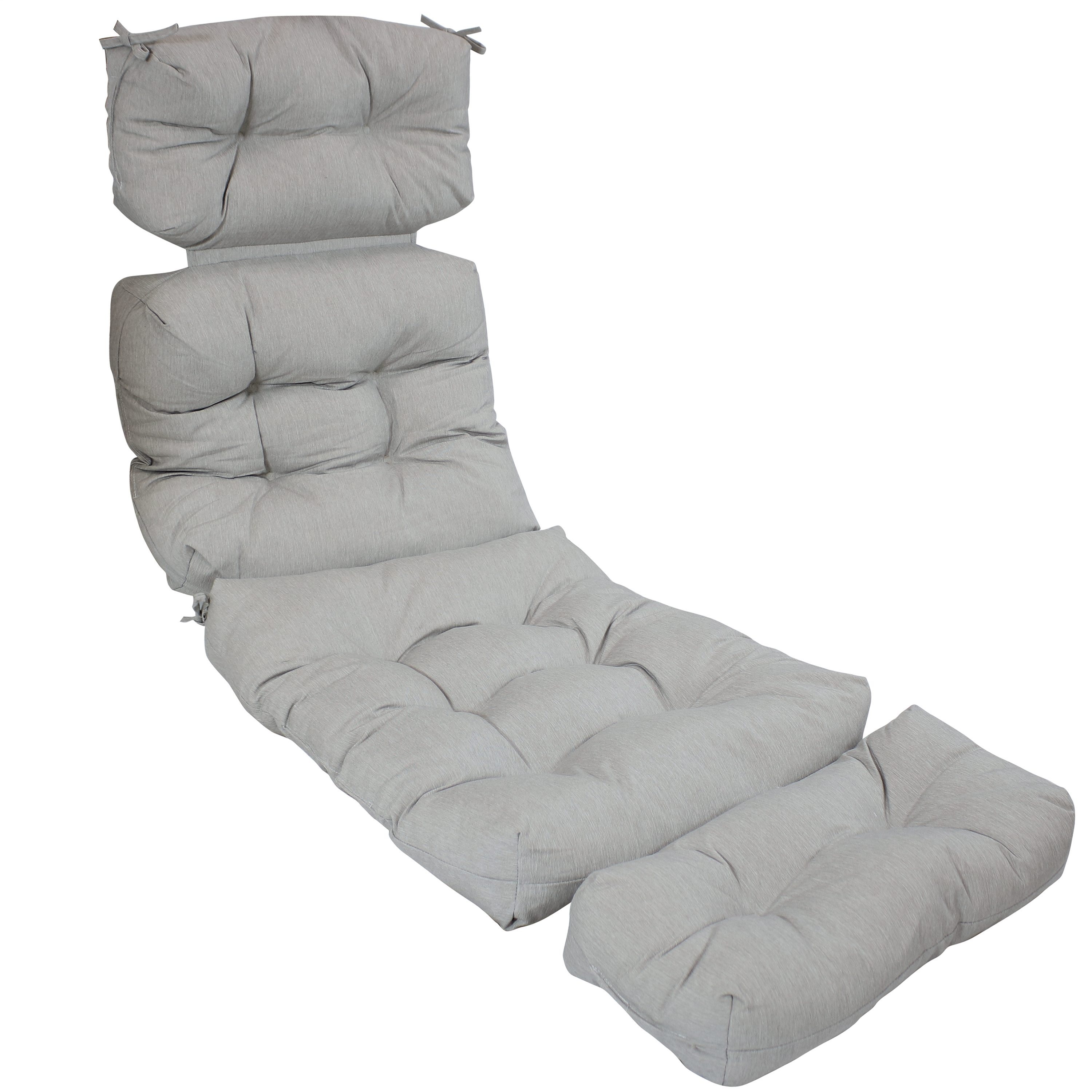 Sunnydaze Olefin Tufted Indoor/Outdoor Chaise Lounge Chair Cushion - Gray