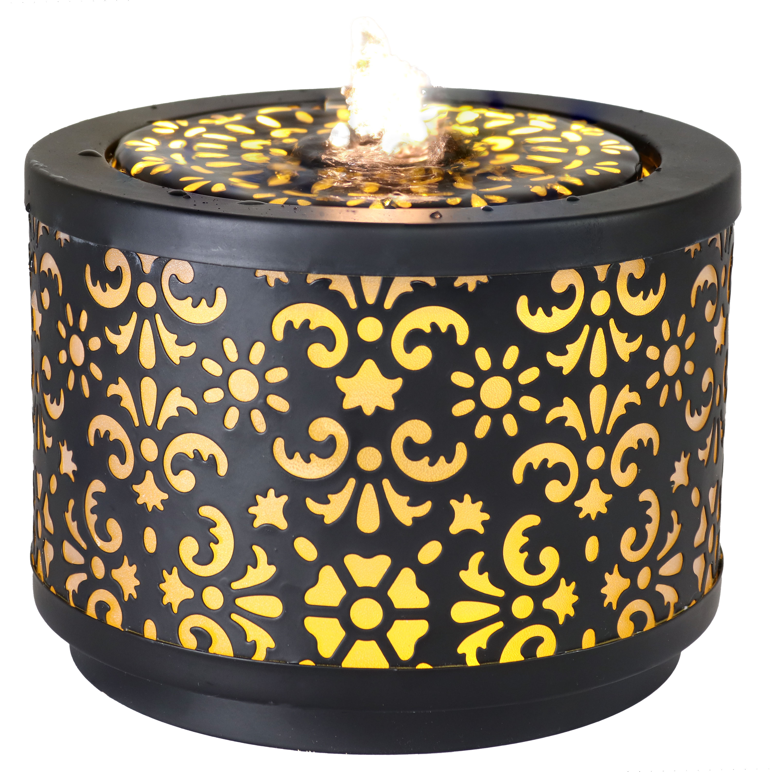 Floral Pattern Cutout Indoor Tabletop Fountain - Black