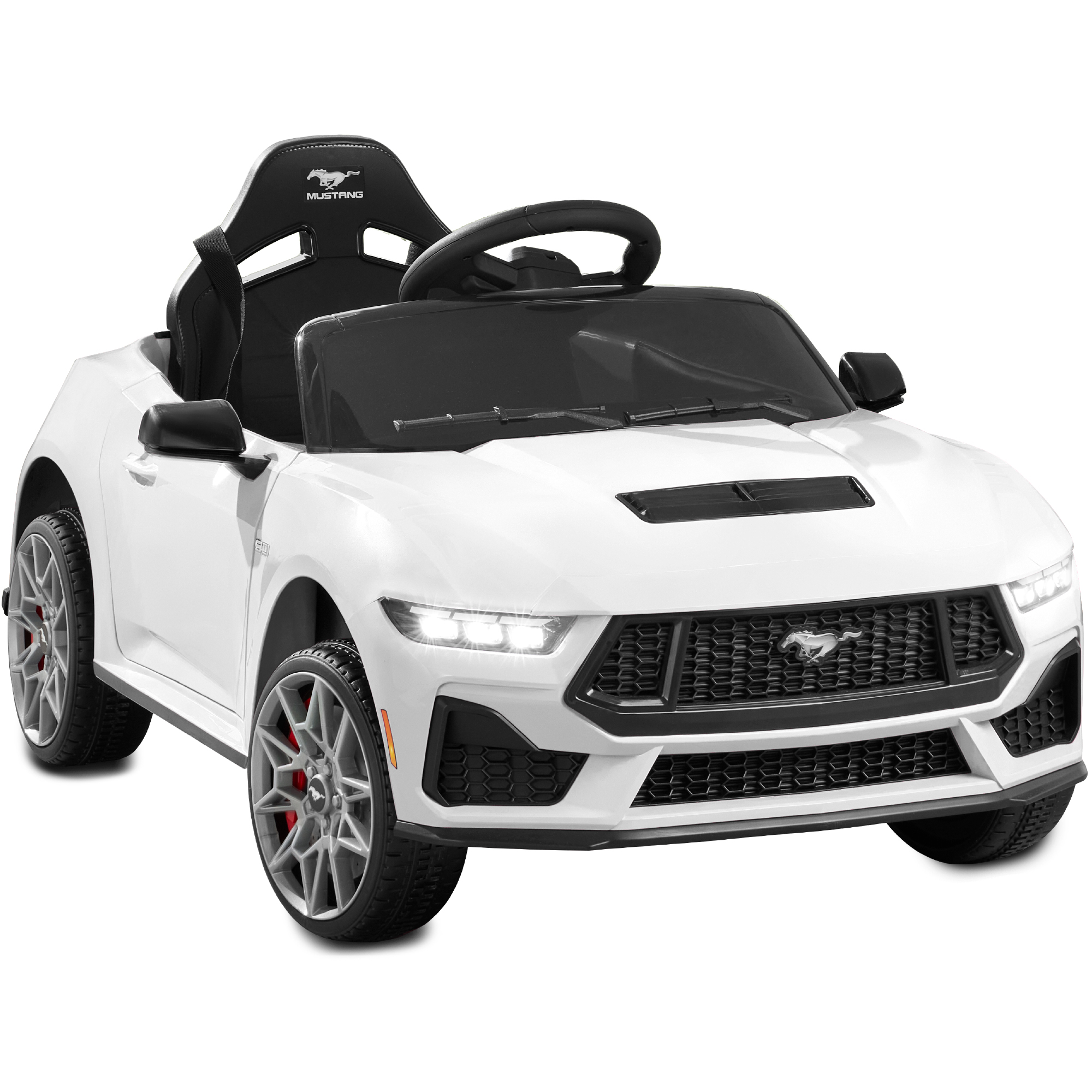 Kids 12V Electric Ride-On Car, Officially Licensed Ford Mustang w/ Remote, LED Lights - White - Best Choice Products Online