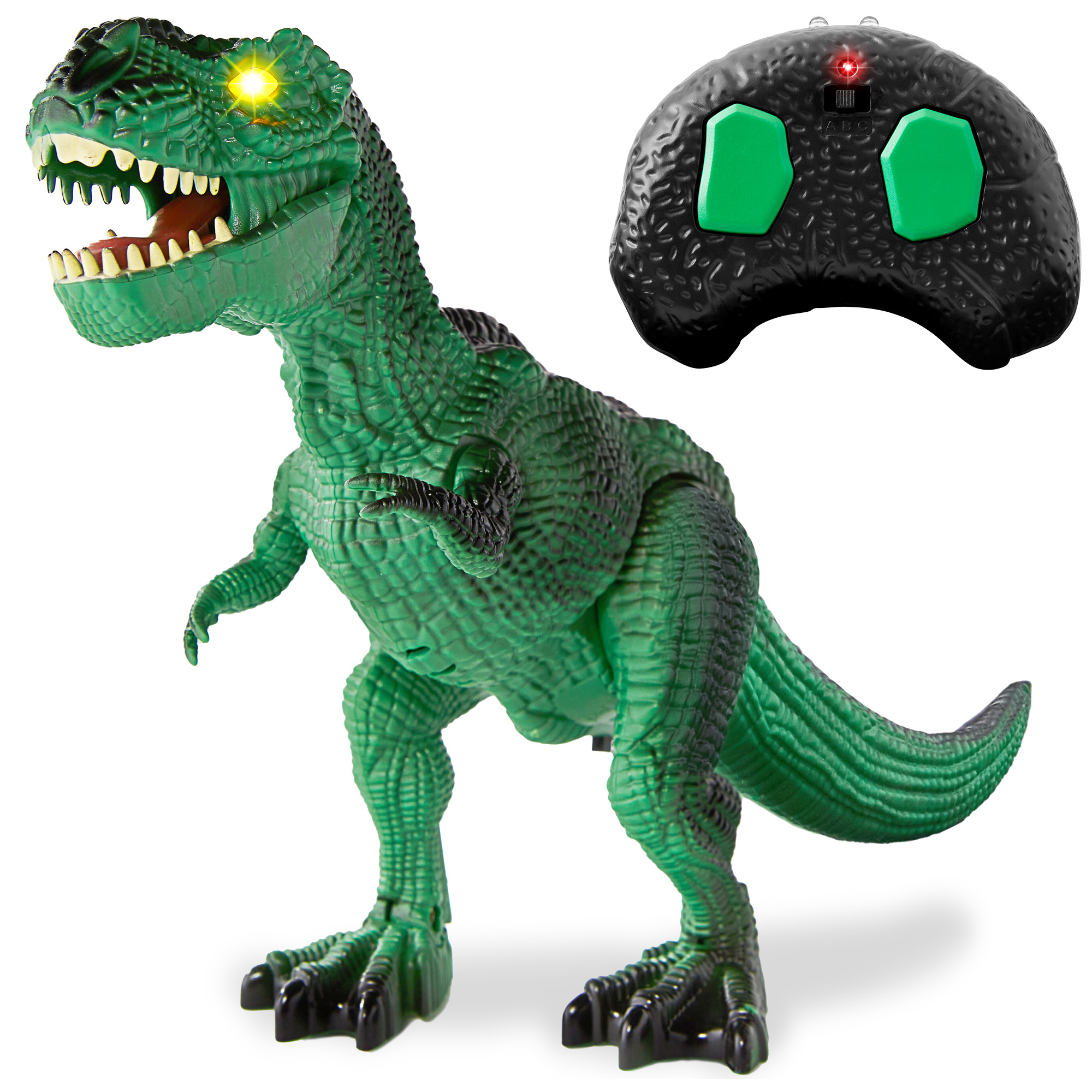 Remote Control Dinosaur Toy For Kids, Electronic RC T-Rex w/ Light-Up LED Eyes, Roaring Sounds - Green - Best Choice Products Online
