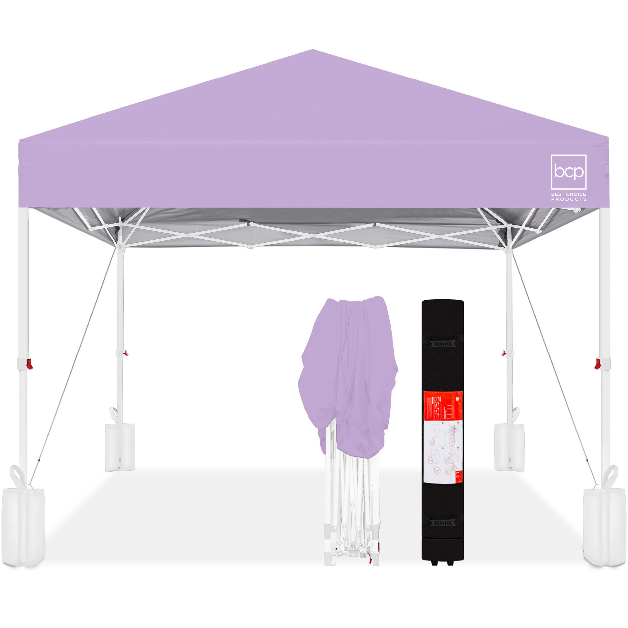 One-Person Setup 10x10ft Instant Pop-Up Canopy Portable Tent w/ 1-Button Push, Wheeled Carry Case - Lilac/White - Best Choice Products Online