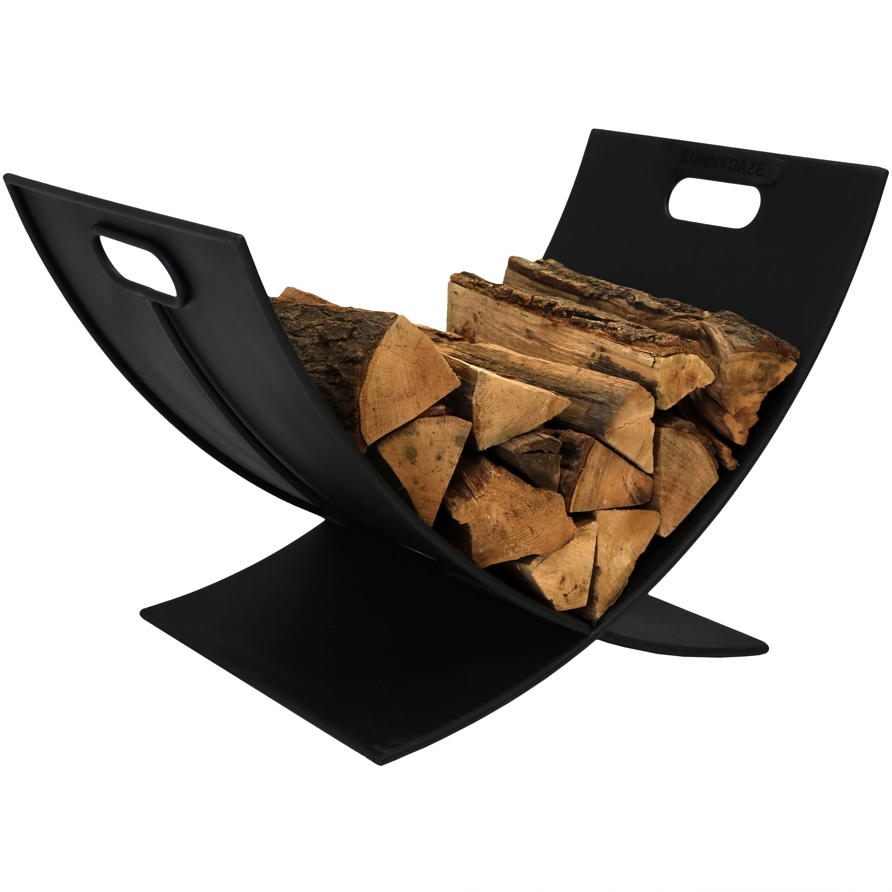 Sunnydaze Firewood Metal Log Rack - Indoor/Outdoor Wood and Kindling Storage Holder - 30-Inch