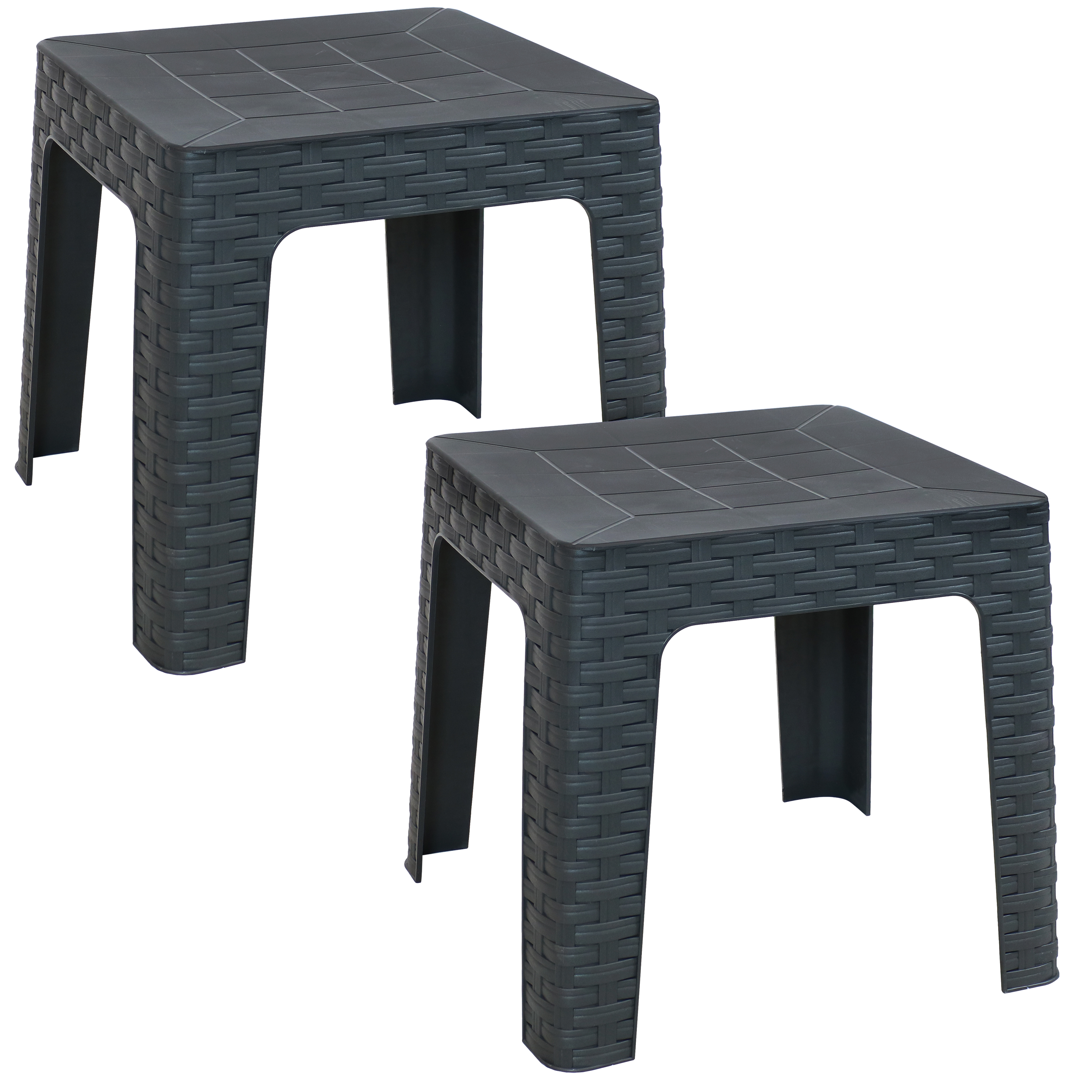 Sunnydaze Patio Side Table - Set of 2 - 18-Inch Square - Gray