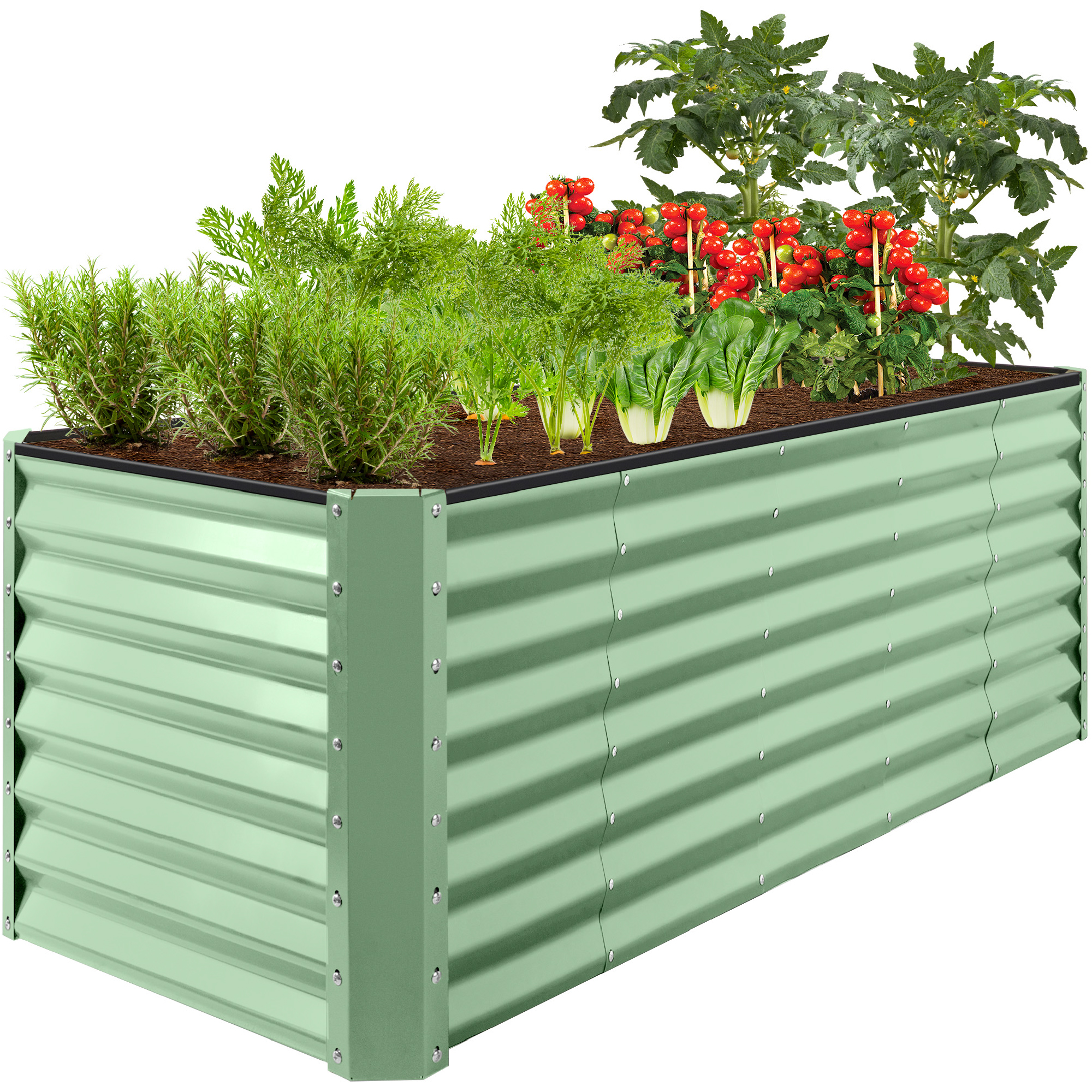 8x2x2ft Raised Metal Outdoor Garden Bed, Planter Box for Flowers, Vegetables, Herbs - Sage Green - Best Choice Products Online